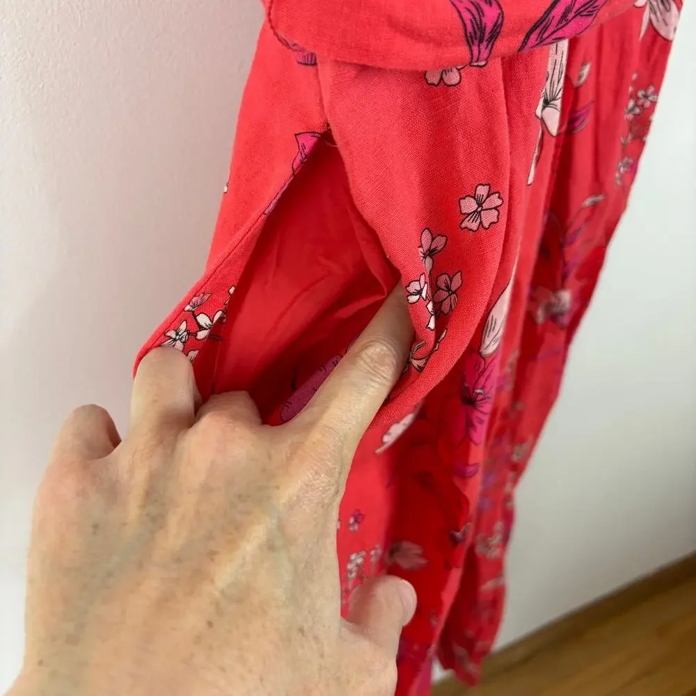 Banana Republic Cropped Wide Leg Floral Jumpsuit Medium Linen Cotton 548121